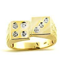 Rylos Diamond Ring Sterling Silver or Yellow Gold Plated Silver Lucky 7 Dice Ring Craps