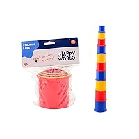 John Toy 22063 Happy World 10 Stacking Cups, Multicoloured