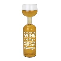 BigMouth Inc. Wine Bottle Glass - “A Glass Of Wine A Day Keeps The Therapist Away”, Large Wine Glass, 750 ml