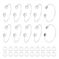 UNICRAFTALE 10Pcs Cabochon Cuff Bangle Setting 304 Stainless Steel Blanks Bangle Bracelets with 20Pcs Transparent Glass Cabochons 12mm Flat Round Tray Cuff Bangle DIY Jewelry Accessories