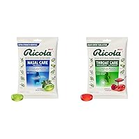 Ricola Max Cool Menthol Nasal & Swiss Cherry Throat Care Large Bags | Cough Suppressant Drops | Dual Action Liquid Center | Soothing Long-Lasting Relief - 34 Count (2 Pack)