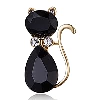 Fashion Black Cat Crystal Brooches For Women Zircon Cat Brooches Charm Animal Brooches Female Girl Jewelry Useful and Fashion, M, Plastic, no gemstone