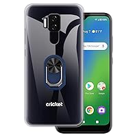 for Cricket Influence Ultra Thin Phone Case + Ring Holder Kickstand Bracket, Gel Pudding Soft Silicone Phone for Cricket VinSmart Influence 6.22 inches (BlueRing-T)