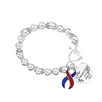 Fundraising For A Cause Pulmonary Fibrosis Awareness Red and Blue Ribbon Bracelet (1 Bracelet)