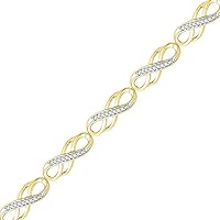 The Diamond Deal 10kt Yellow Gold Womens Round Diamond Infinity Bracelet 1/4 Cttw