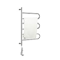 Wall Mounted Electric Towel Warmer with Timer, 304 Stainless Hot Towel Warmer for Bath Heated Drying Rack 3 Bars 80W Heated Towel Rack for Bathroom,Silver,Plug in (Silver Hardwired