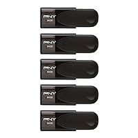 PNY 64GB Attaché 4 USB 2.0 Flash Drive 5-Pack, Black