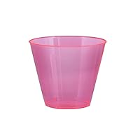 Party Essentials N92529 Brights Plastic Party Cups/Tumblers, 9-Ounce Capacity, Neon Pink (Case of 500)