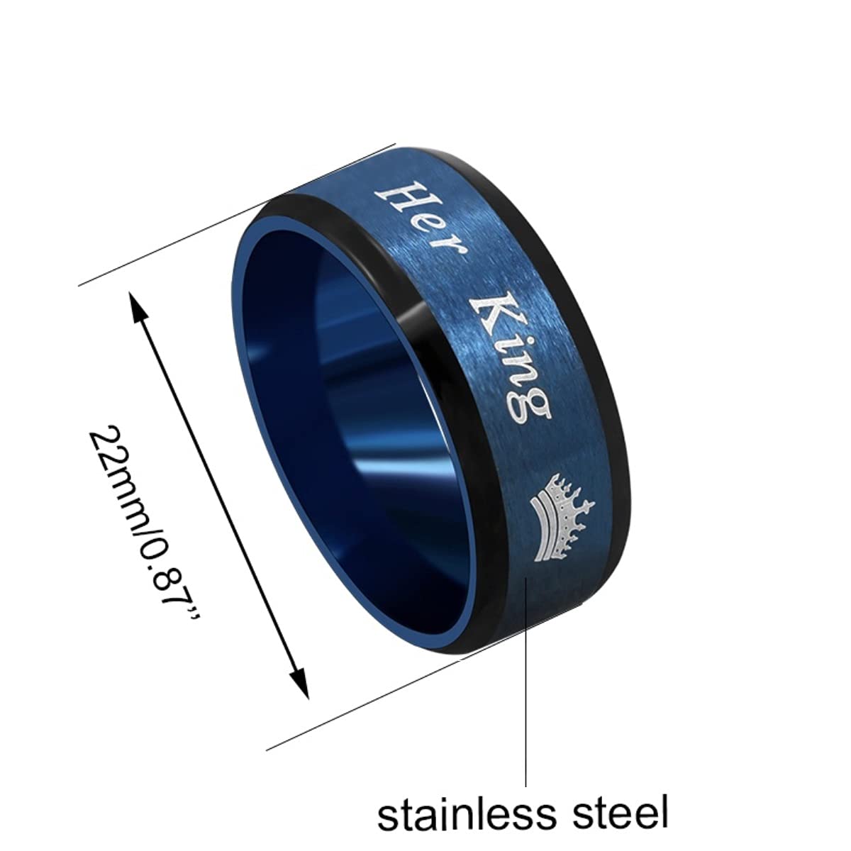 Fashion 2-Tones Queen King Rings - Stainless Steel Her King and His Queen Couples Wedding Band Engagement Y1314