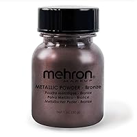 Mehron Makeup Metallic Powder | Metallic Chrome Powder Pigment for Face & Body Paint, Eyeshadow, and Eyeliner .75 oz (21 g) (Bronze)