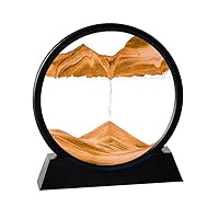 Moving Sand Art Picture,Liquid Motion 3D Sea Sandscape in Motion Display, Flowing Sand Frame Desktop Art Bookshelves Home Office Decoration (12 inch, Orange)