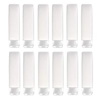 12PCS 30ml (1oz) Empty Clear Plastic Soft Tubes Cosmetic Lotion Bottles Travel Containers with Flip Cap for Facial Cleanser Shampoo Cleanser Shower