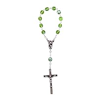 Vatican Imports 4mm Crystal Simple One Decade Rosary | Italian Crystal Glass Beads | Christian Jewelry (Light Green)