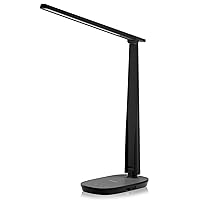 Sunturalux™ LED Desk Lamp Dimmable Desk Light with USB A+C Dual Charging Port Eye-Caring Foldable Table Lamp with 4 Color Modes for Home Office Bedroom Reading Study Work HWT-H2B Black