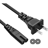 SatelliteSale 18AWG 2-Prong to Round/Round Connector AC Universal Replacement Power Cable Universal Wire PVC Black Cord 6 feet