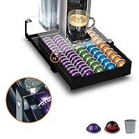 Patented Crystal Tempered Glass Vertuo Pods Drawer Holder with Smooth Gliding System, Compatible for 50 N espresso Big Vertuo Pods or 75 Small Pods (NESPRESSO VERTUO PODS DRAWER)