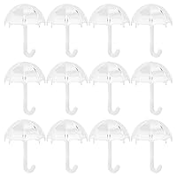 12Pcs Umbrella Shape Candy Box,Plastic Candy Case Container, Wedding Decoration Party Supplies, Clear Jars Candy Storage Boxes, Fillable Umbrellas Wedding Party Favors Candy Container (White)
