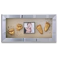 Momspresent Baby Hand Print and Foot Print Deluxe Casting kit with Silver Frame3 Gold