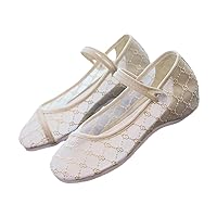 Plaid Embroidered Summer Women Gauze Fabric Ballet Flats Ladies Casual Comfortable Cute Shoes