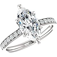 1.80Carat Marquise Moissanite Engagement Ring Wedding Eternity Band Vintage Solitaire 6-Prong Halo Setting Silver Jewelry Anniversary Promise Vintage Ring Gift