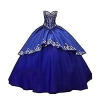 Gold Embroideried Prom Dress Ball Gown Satin Floor Length Corset