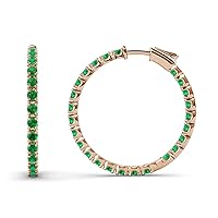 Emerald Inside-Out Hoop Earrings 0.86 ctw 14K Rose Gold