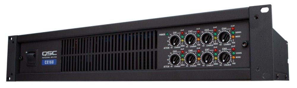 QSC CX168 Power Amplifier 130 Watts 8 channel at 4 Ohms 3-Pin Detachable-Blocks Variable-Speed-Fan Renewed 