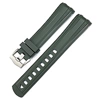 19mm 20mm 21mm Curved End Fluorous Rubber Watch Band Fit for Omega Speedmaster Moon Watch For Seamaster 300 AT150 Soft Bracelet (Color : 26mm, Size : 20mm)