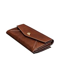 Maxwell Scott | Personalized Womens Luxury Leather Large Ball Clasp Wallet with Coin Section | The Marcialla | Cards Notes Holder | Tan Brown