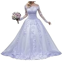 H.S.D Wedding Dresses Lace Appliques Bridal Dress Off The Shoulder Wedding Bridal Gowns Long Sleeve for Bride Women