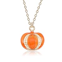 Fashion Halloween Theme Accessories Dripping Magic Pumpkin Hat Cat Head Necklace Clavicle Chain Pendant 1 Pumpkin Necklace Clever treatment