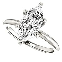 10K Solid White Gold Handmade Engagement Ring 3.0 CT Marquise Cut Moissanite Diamond Solitaire Wedding/Bridal Ring for Womens/Her Proposes Rings