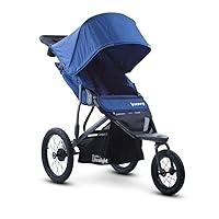 Zoom360 Ultralight Jogging Stroller Featuring High Child Seat, Shock-Absorbing Suspension, Extra-Large Air-Filled Tires, Parent Organizer, Air Pump, and Easy One-Hand Fold (Blueberry)