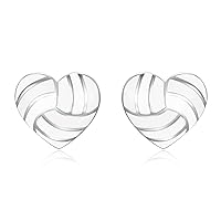 925 Sterling Silver Heart Softball Volleyball Earrings Stud Hypoallergenic Softball Mom Jewelry Gifts for Women Teen Girls Player Lover