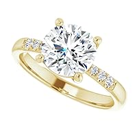 Moissanite Engagement Ring for Women, Women's Solitaire Engagement Moissanite Promise Ring 925 Sterling Silver with 18K Gold, Colorless VVS1 Wedding Bands Moissanite Ring 2 CT