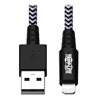 Tripp Lite Heavy Duty USB to Lightning Charging & Data Cable, Heavy Duty with Braided Jacket, MFi Certified for Apple iPhone, iPad & iPod - 6 Feet / 1.8 Meters, 2-Year Warranty (M100-006-HD)