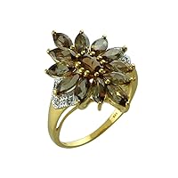 Carillon Andalusite Marquise Shape Natural Non-Treated Gemstone 925 Sterling Silver Ring Birthday Jewelry (Yellow Gold Plated) for Women & Men