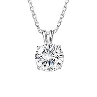 2 CT Round Colorless Moissanite Engagement Pendant, Wedding Bridal Pendant, Eternity Sterling Silver Solid Diamond Solitaire -Prong Anniversary Promise Gift for Her