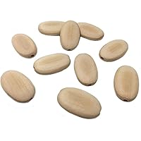 Wendysun 100Pcs Wood Bead-Oval Llat Natural Unfinished Wood Beads 22mmx34mm Wood Jewelry Accessories Beads Supplies