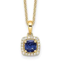 8.5mm 10k Gold Lab Grown Diamond and Created Sapphire Pendant Necklace Jewelry for Women