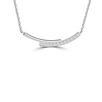 0.35 ct Round Cut Diamond Stick Bar Horizontal Long Pendant Necklace for Women (G Color SI-1 Clarity) With 16 inch Chain Included