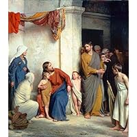 4 Oil Paintings Christ with Children Carl Heinrich Bloch Catholic religious Art Decor on Canvas - Famous Works 01, 50-$2000 Hand Painted by Art Academies' Teachers