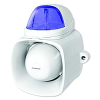 Seco-Larm SH-816S-SQ/B Self-Contained Siren With Strobe Light, 120dB Warble-tone Siren, Audio Input For Broadcasting Messages Or Audio Playback, IP65 Weatherproof, White with Blue Light