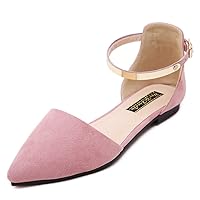 Unifizz Women's Casual D'Orsay Pointed Toe Ankle Strap Buckle Comfort Ballerina Ballet Flats Shoes