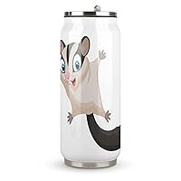 Cute Sugar Glider Fashion Travel Coffee Tumbler with Lid & Straw Insulated Water Bottle Mugs Drinking Cup 500ml