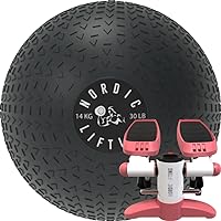Nordic Lifting Slam Ball 30 lb Bundle with Mini Stepper - Pink