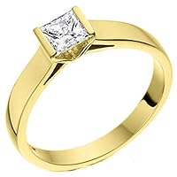 14k Yellow Gold 1 Carat Solitaire Princess Cut Diamond Engagement Ring