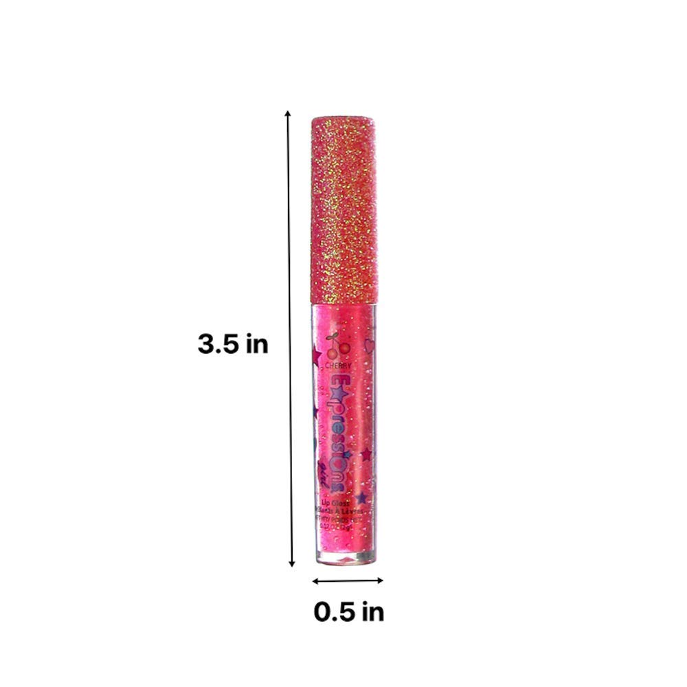 Expressions girl 7pc Fruity Flavored Lip Gloss Set, Long Lasting Glossy Lip Makeup for Kids/Teens - Lip Gloss in Assorted Fruity Flavors, Teen Girls Party Favors, Non Toxic Makeup for Kids
