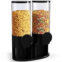 Dual Cereal & Dry Food Dispenser – Easy Access Countertop Cereal Dispenser for Food Storage, Preserves Freshness - Perfect for Cereal, Candy, Pasta, Rice, Pet Food - Black