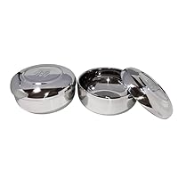 2sets Vacuum Insulated Double Wall Skin Stainless Steel Good Fortune Korean Traditional Rice Bowl with Lid